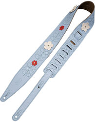 Correa Levy's In Bloom - 6,35 cm premium leather with hand-riveted flowers - Sky Blue