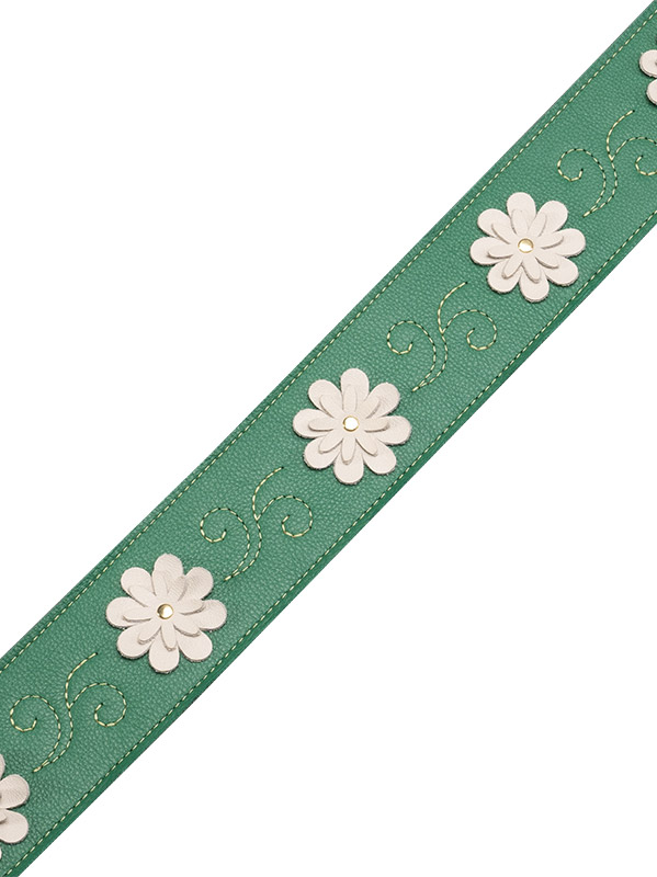 Levy's In Bloom - Courroie 6,35 Cm En Cuir Premium Et Fleurs Rivetees A La Main - Green - Correa - Variation 2
