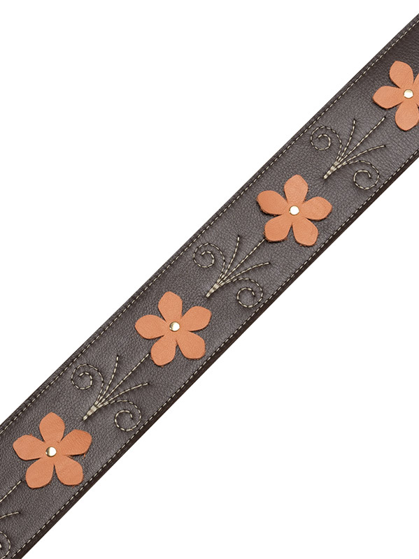 Levy's In Bloom - Courroie 6,35 Cm En Cuir Premium Et Fleurs Rivetees A La Main - Mahogany Brown - Correa - Variation 2