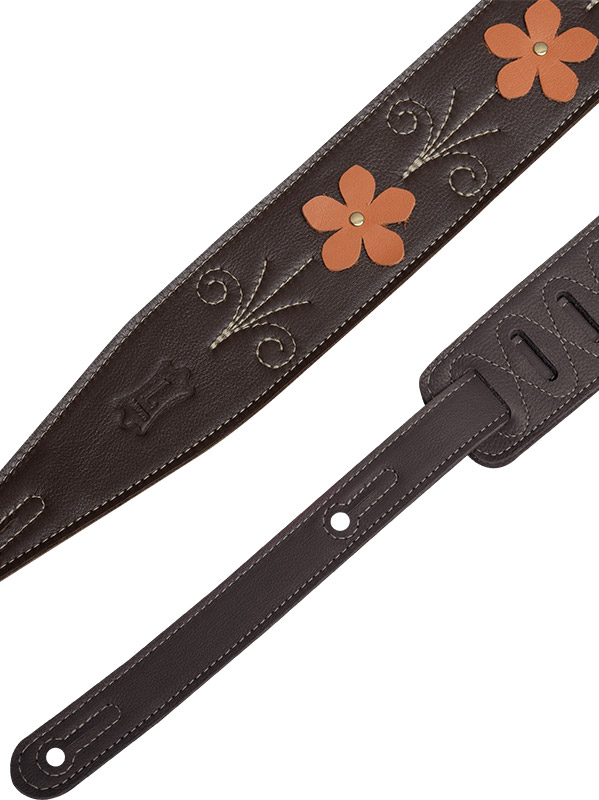 Levy's In Bloom - Courroie 6,35 Cm En Cuir Premium Et Fleurs Rivetees A La Main - Mahogany Brown - Correa - Variation 1