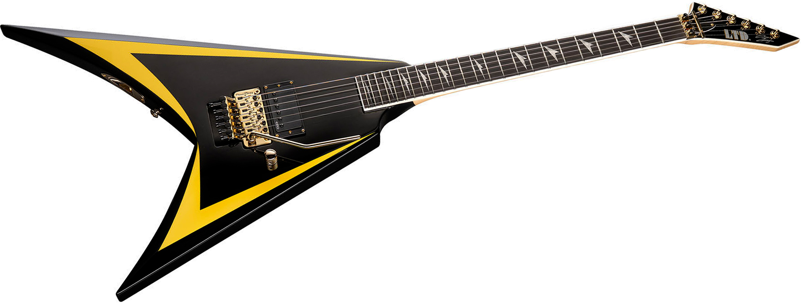 Ltd Alexi Laiho Alexi Arrowhead Se 20th Ann. Signature 1h Fr Eb - Black With Yellow Bevels - Guitarra electrica metalica - Variation 2