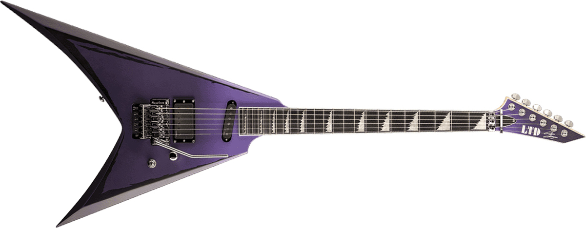 Ltd Alexi Laiho Ripped Signature Hs Fr Eb - Purple Fade Satin W/ Pinstripes - Guitarra electrica metalica - Main picture