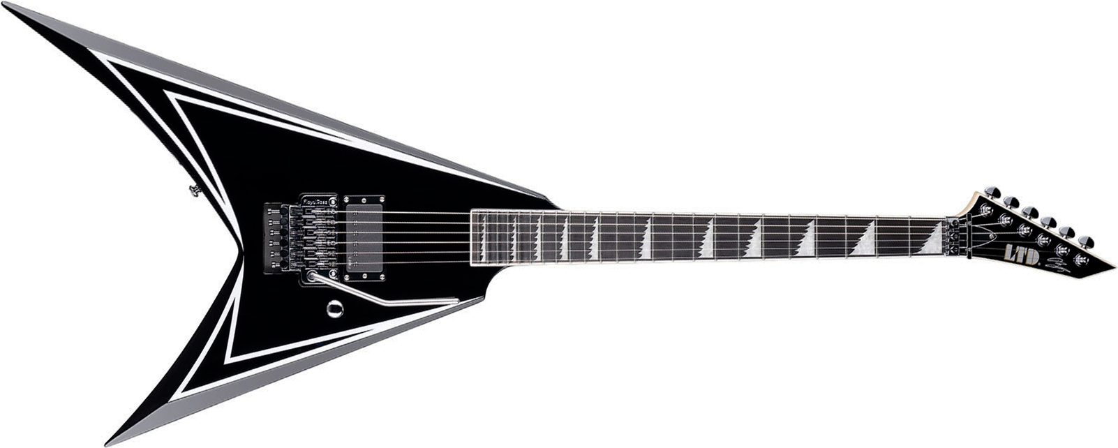 Ltd Alexi Laiho Sawtooth Se 20th Ann. Signature 1h Fr Eb - Black With White Bevels - Guitarra electrica metalica - Main picture