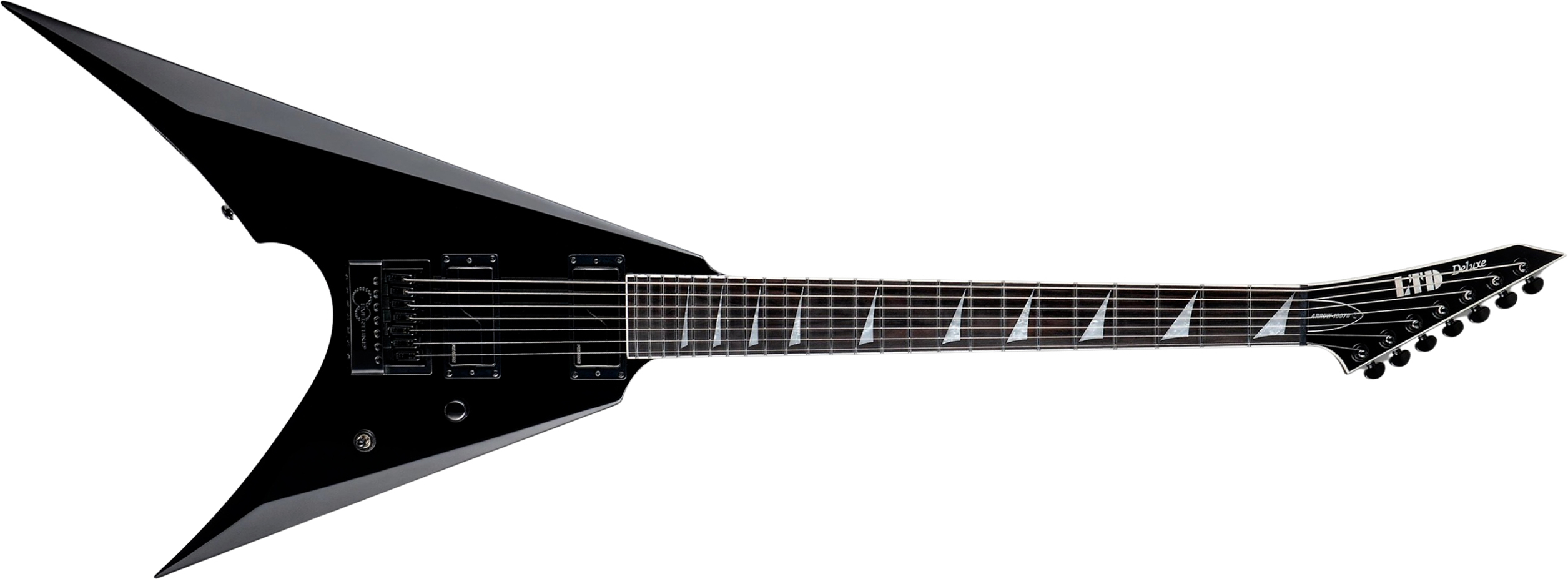 Ltd Arrow 1007 Baritone Evertune 7c 2h Fishman Fluence Ht Eb - Black - Guitarra eléctrica barítono - Main picture