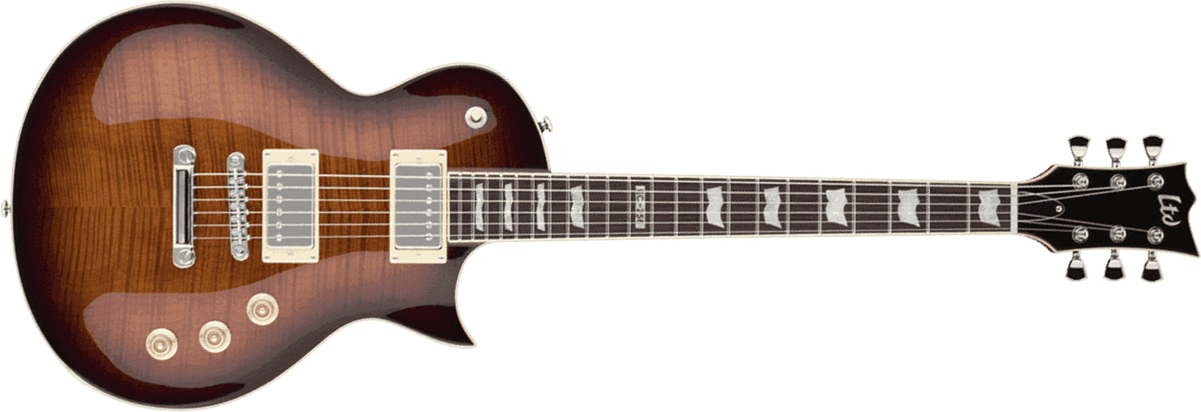 Ltd Ec-256fm Hh Ht Jat - Dark Brown Sunburst - Guitarra eléctrica de corte único. - Main picture