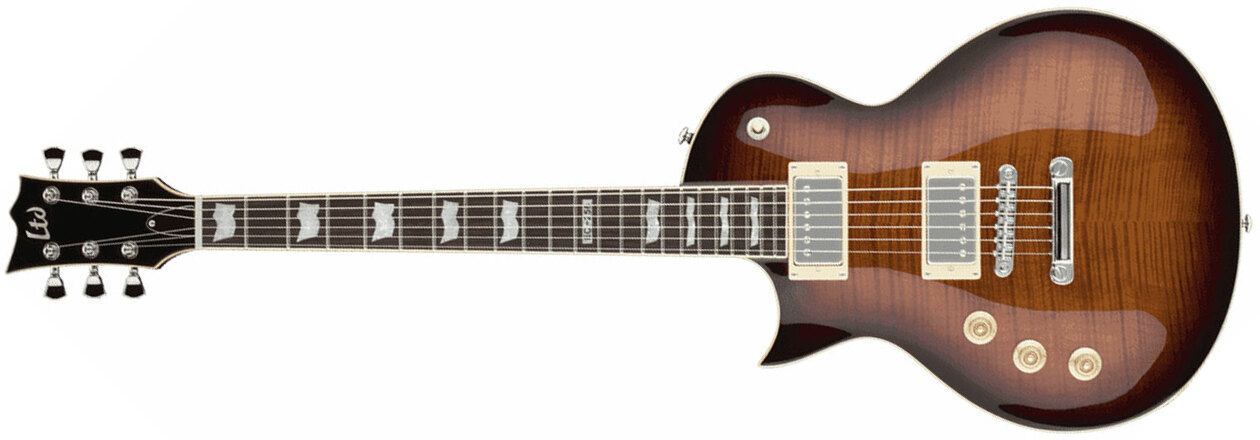 Ltd Ec-256fm Lh Gaucher Hh Ht Jat - Dark Brown Sunburst - Guitarra electrica para zurdos - Main picture