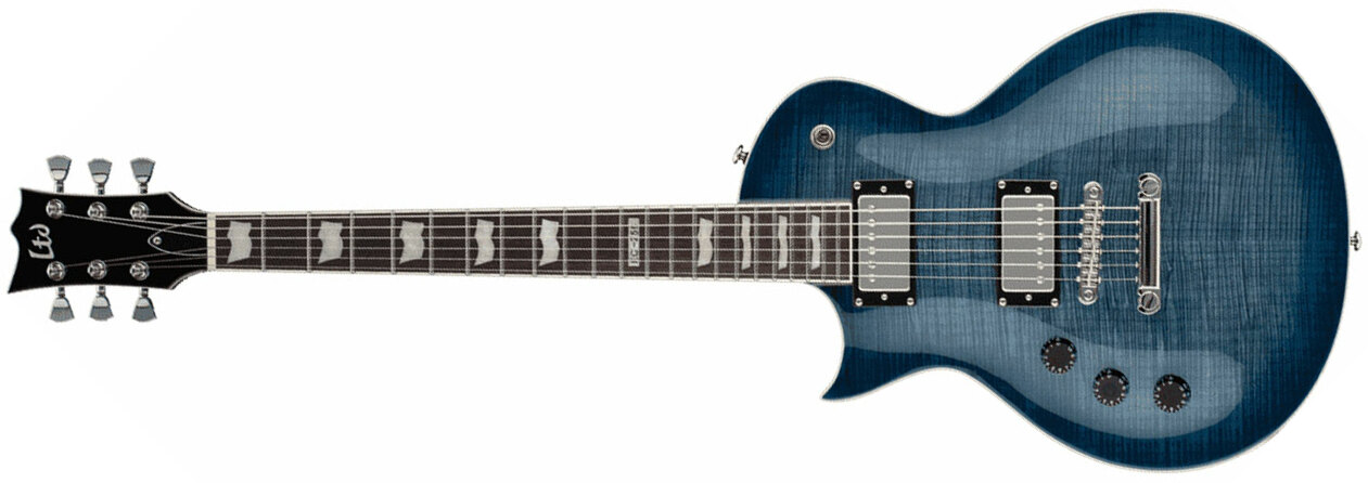 Ltd Ec-256fm Lh Gaucher Hh Ht Jat - Cobalt Blue - Guitarra electrica para zurdos - Main picture