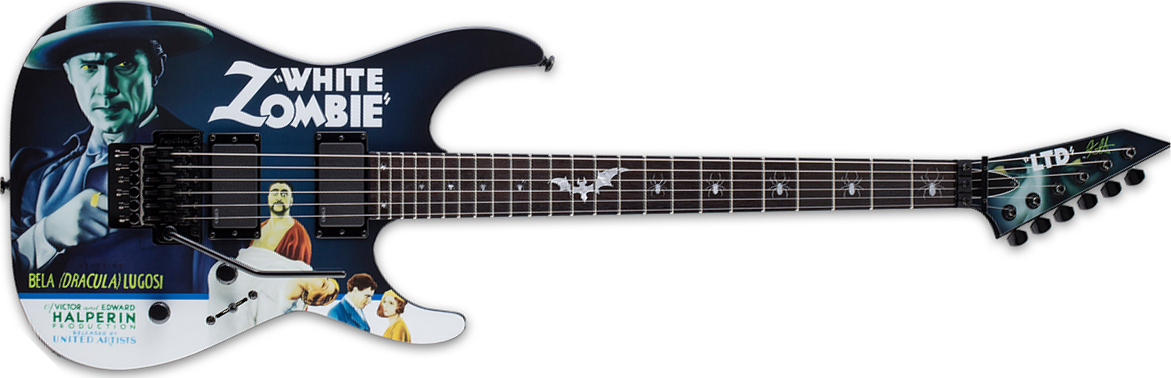 Ltd Kirk Hammett Kh Wz - Black With White Zombie Graphic - Guitarra eléctrica con forma de str. - Main picture