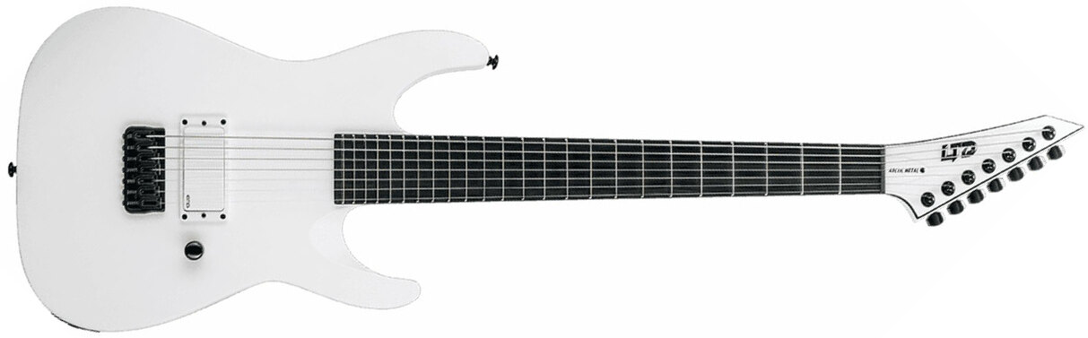 Ltd M-7ht Baritone Arctic Metal 7c H Emg Ht Eb - Snow White Satin - Guitarra eléctrica de 7 cuerdas - Main picture