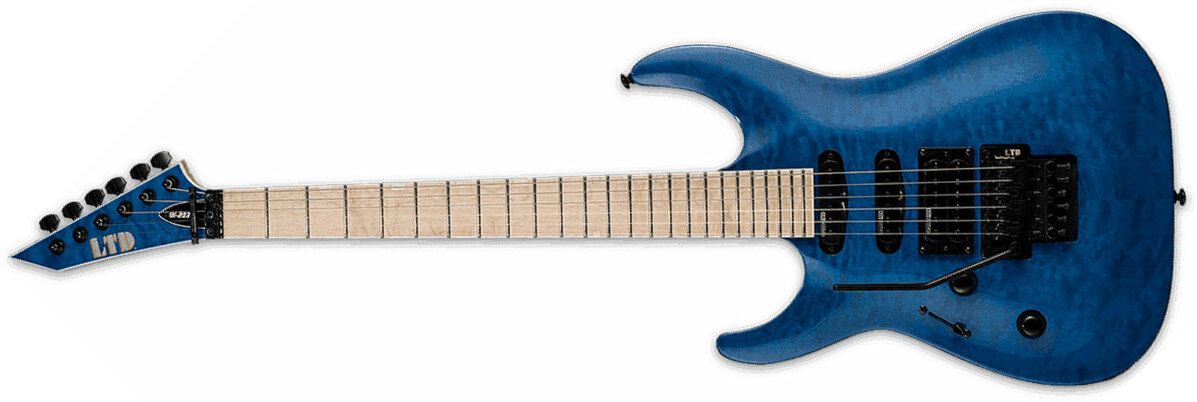 Ltd Mh-203qm Lh Gaucher Hh Ht Mn - See Thru Blue - Guitarra electrica para zurdos - Main picture