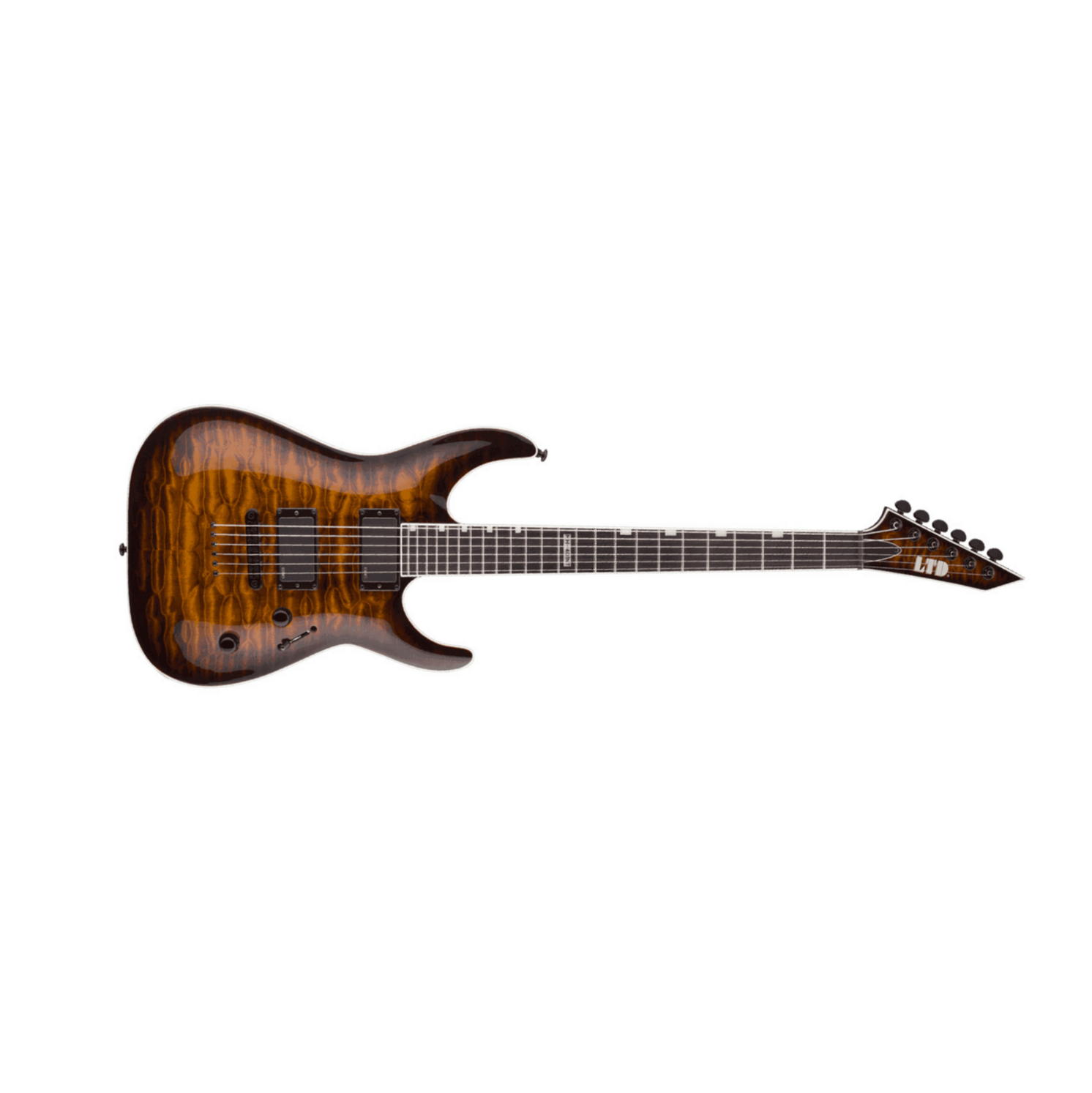 Ltd Mh-401nt Emg - Dark Brown Sunburst - Guitarra eléctrica con forma de str. - Main picture
