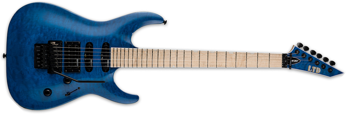 Ltd Mh203qm Hss Fr Mn - See Thru Blue - Guitarra eléctrica con forma de str. - Main picture