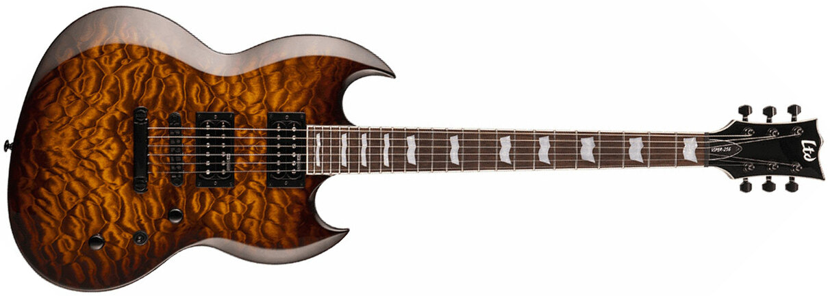 Ltd Viper-256 Hh Ht Jat - Dark Brown Sunburst - Guitarra eléctrica de doble corte - Main picture