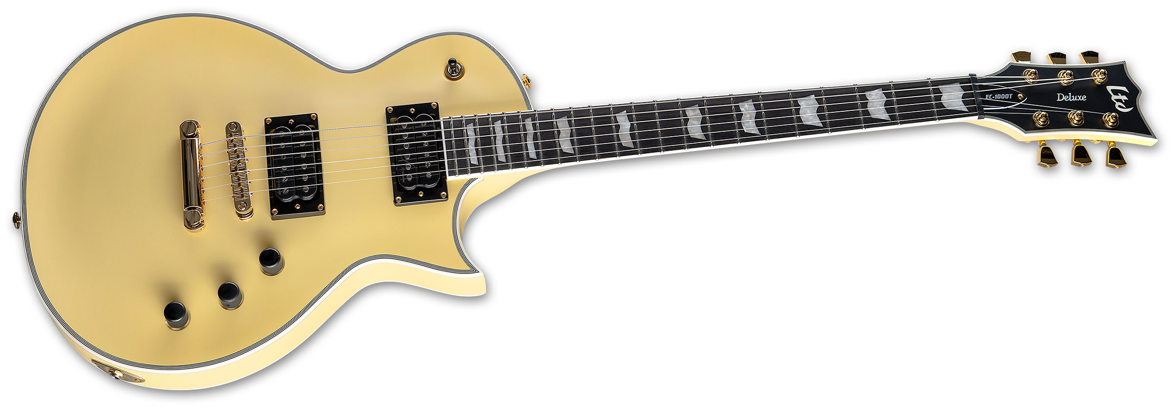 Ltd Ec-1000t Ctm Hh Fishman Fluence Modern Ht Eb - Vintage Gold Satin - Guitarra eléctrica de corte único. - Variation 1