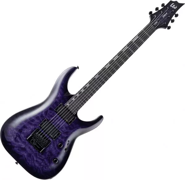 Guitarra eléctrica de cuerpo sólido Ltd H-1000 Evertune - See Thru Purple Sunburst