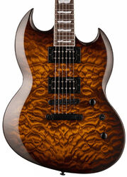 Guitarra eléctrica de doble corte Ltd Viper-256 - Dark brown sunburst