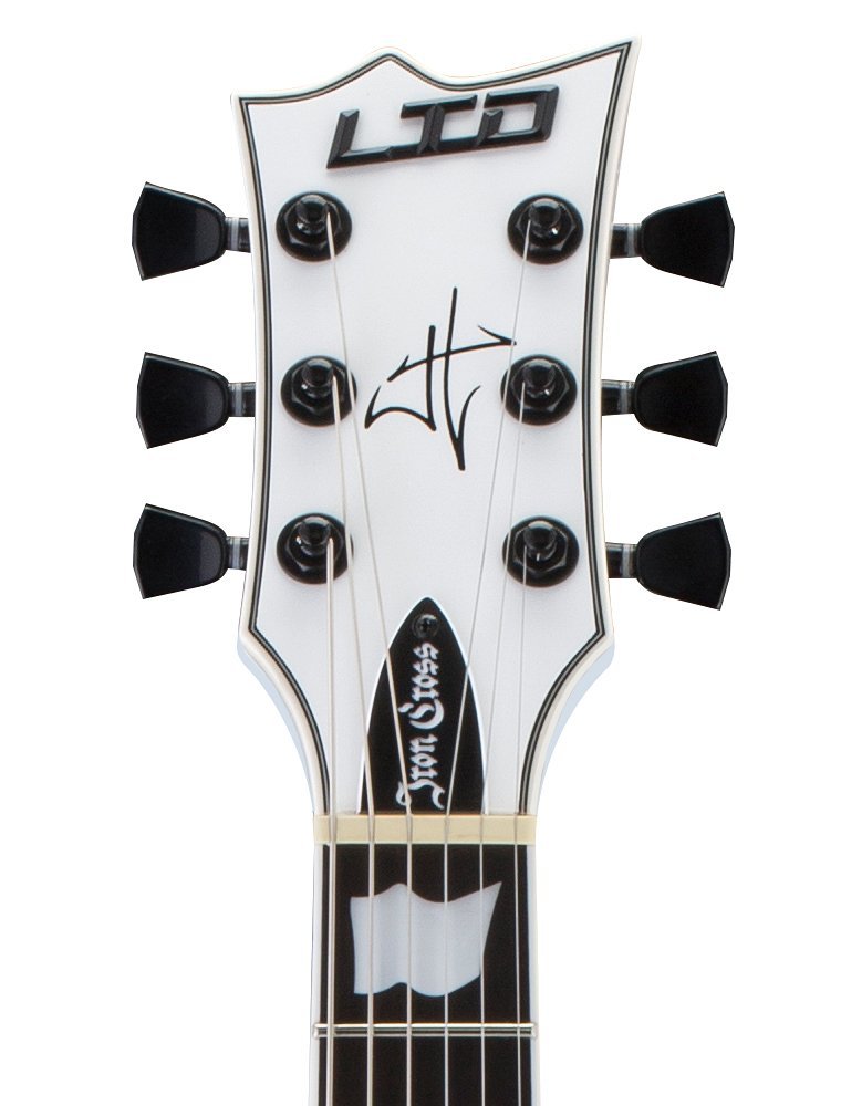 Ltd James Hetfield Iron Cross - Snow White W/ Black Stripes - Guitarra eléctrica de corte único. - Variation 4