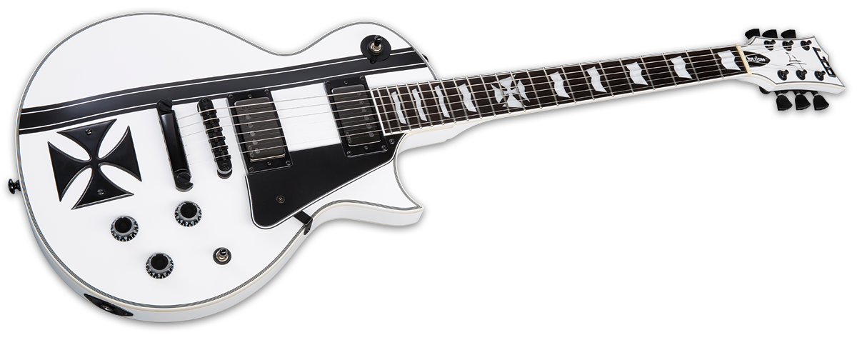 Ltd James Hetfield Iron Cross - Snow White W/ Black Stripes - Guitarra eléctrica de corte único. - Variation 2