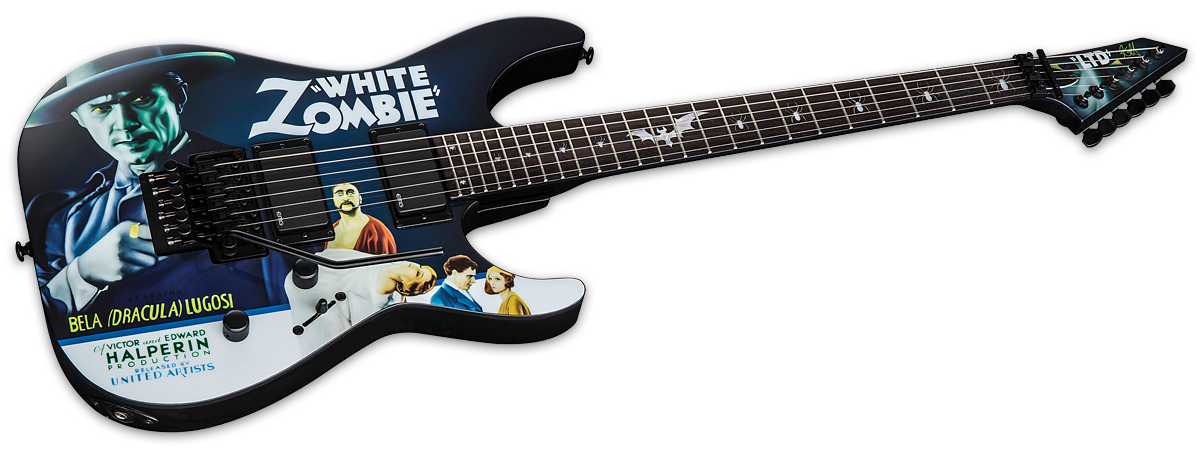 Ltd Kirk Hammett Kh Wz - Black With White Zombie Graphic - Guitarra eléctrica con forma de str. - Variation 2