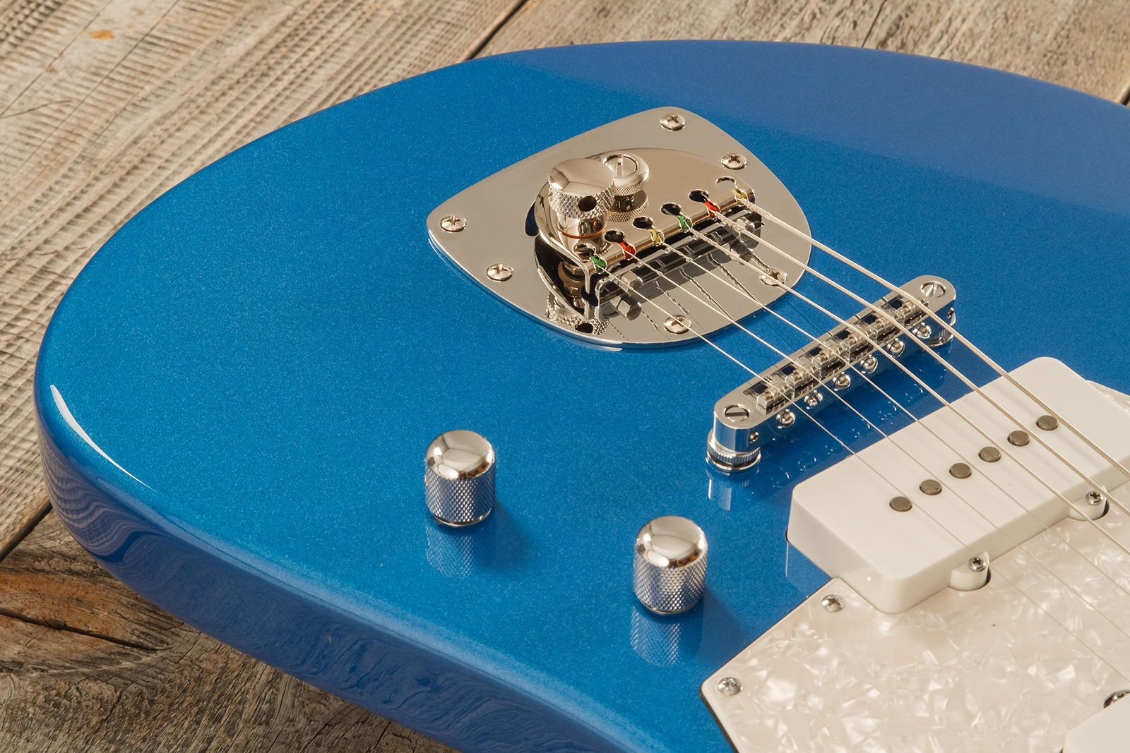Marceau Guitars Deferlante Standard 2s Trem Pf #s71624 - Lake Placid Blue - Guitarra electrica retro rock - Variation 4