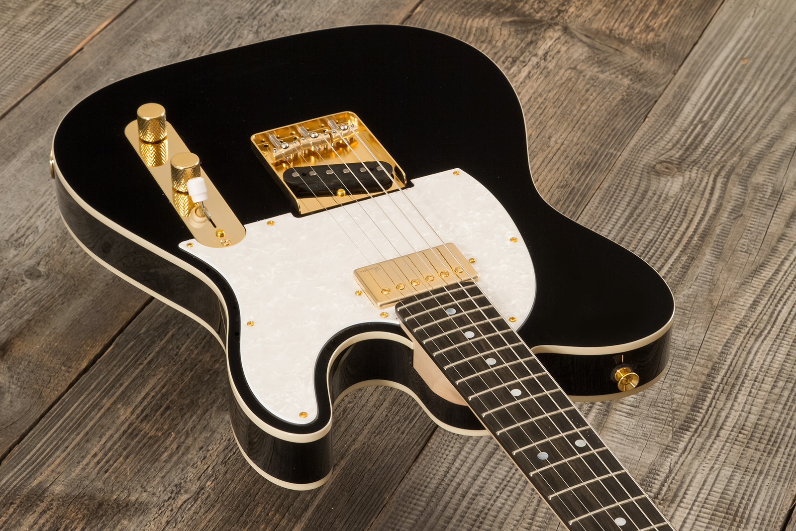 Marceau Guitars Elegante Custom Traditional Sh Ht Mn #t316024 - Black - Guitarra eléctrica con forma de tel - Variation 2