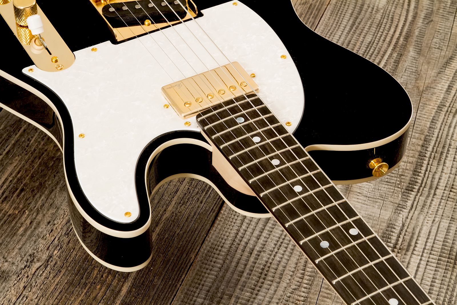 Marceau Guitars Elegante Custom Traditional Sh Ht Mn #t316024 - Black - Guitarra eléctrica con forma de tel - Variation 4