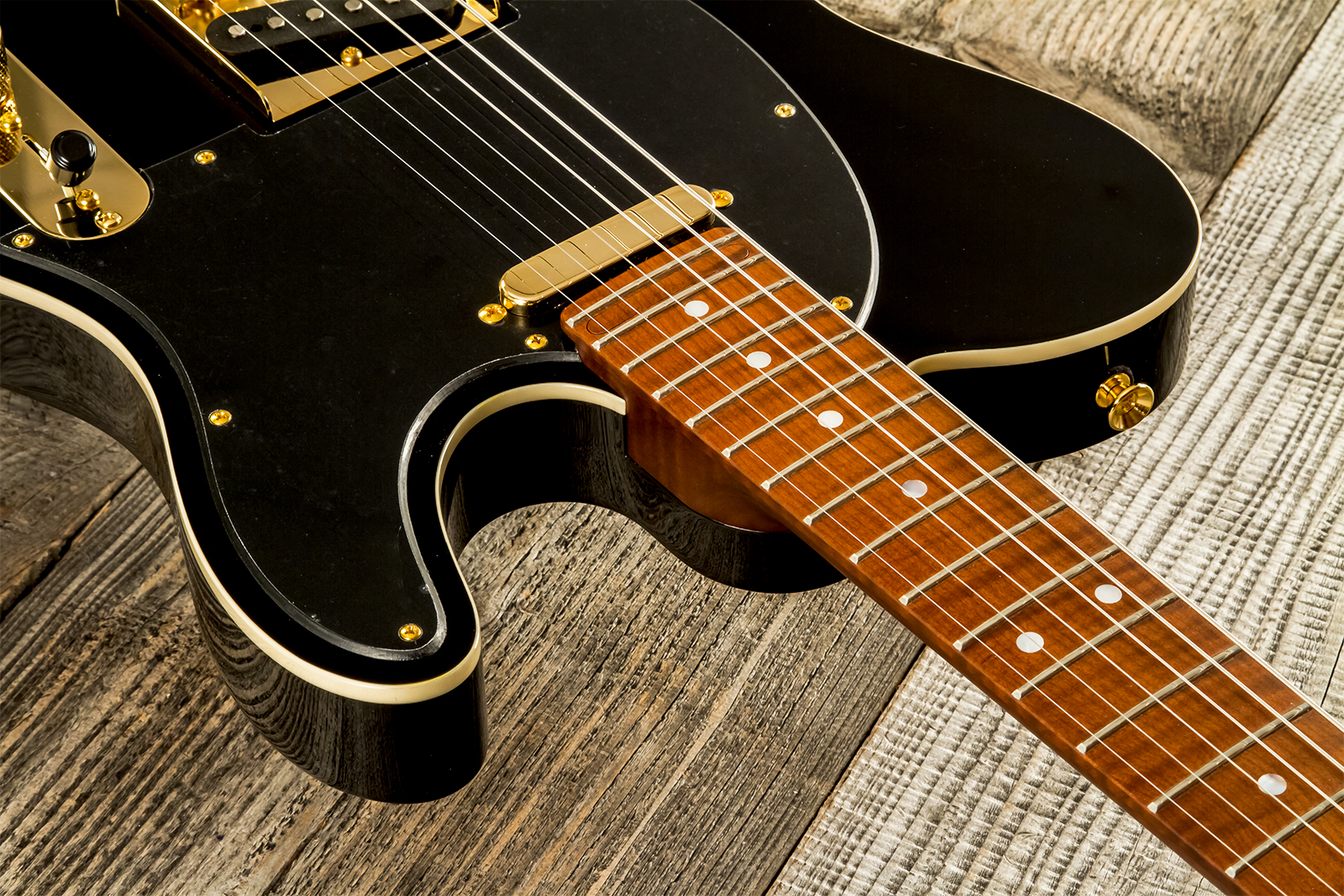 Marceau Guitars Elegante Traditional 2s Ht Mn #t315924 - Black - Guitarra eléctrica con forma de tel - Variation 4