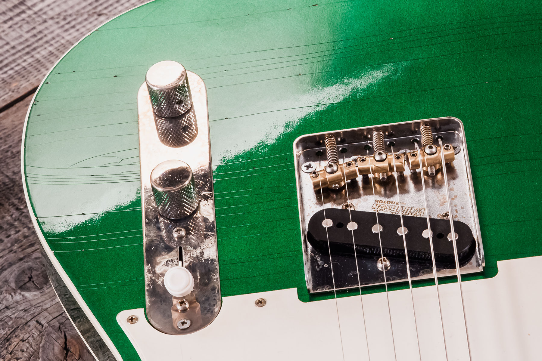 Marceau Guitars Elegante Traditional 2s Ht Pf #t316124 - Heavy Relic Candy Green - Guitarra eléctrica con forma de tel - Variation 4