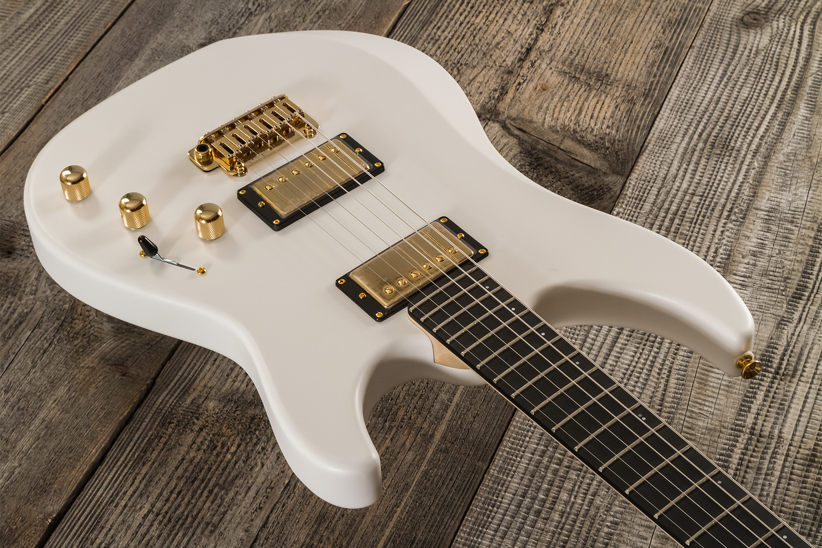 Marceau Guitars Fascinante Standard 2h Trem Ric #s17324 - Arctic White Satin - Guitarra eléctrica con forma de str. - Variation 2