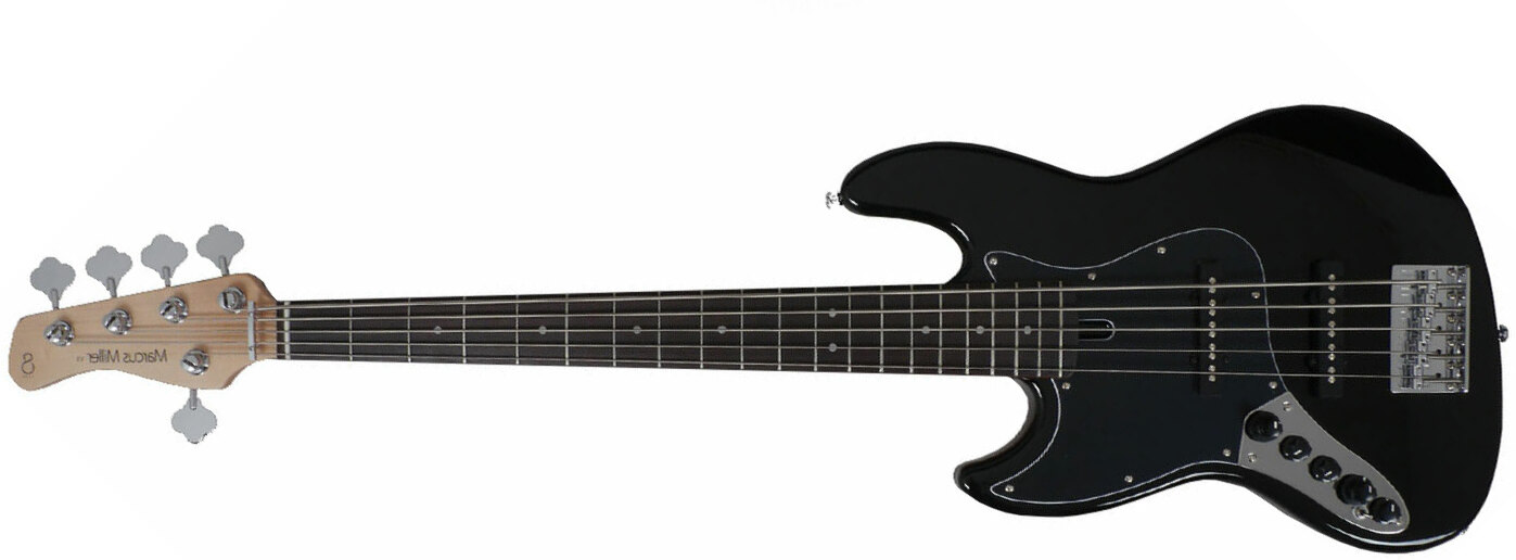 Marcus Miller V3 5st Bk Gaucher Lh Active Rw - Black - Bajo eléctrico de cuerpo sólido - Main picture