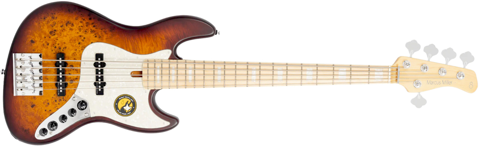 Marcus Miller V7 Ash Reissue 5st 5c Mn Sans Housse - Tobacco Sunburst Satin - Bajo eléctrico de cuerpo sólido - Main picture