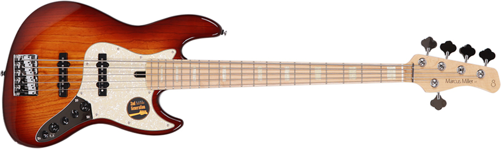 Marcus Miller V7 Swamp Ash 5st 2nd Generation 5-cordes Mn Sans Housse - Tobacco Sunburst - Bajo eléctrico de cuerpo sólido - Main picture