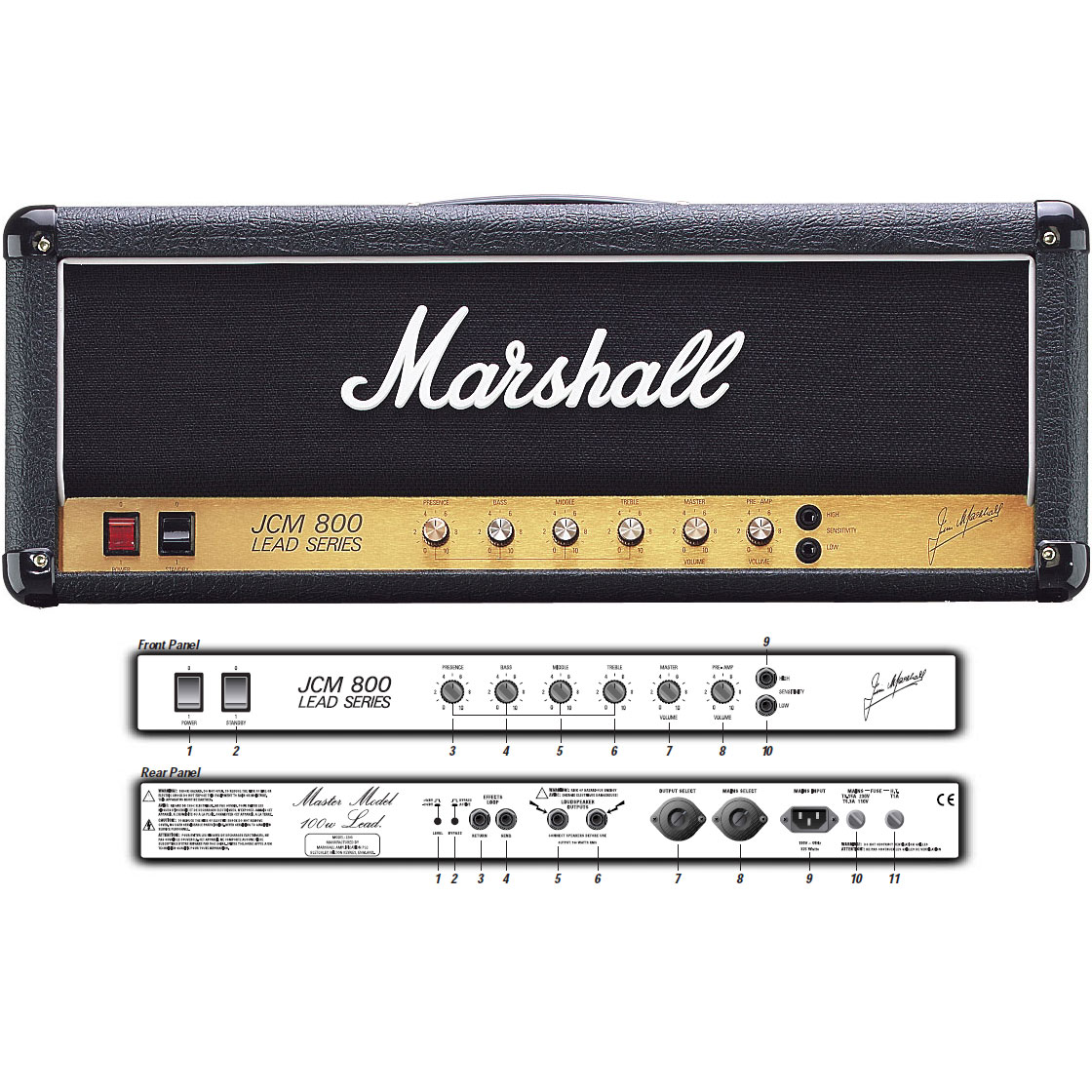 Marshall Jcm800 2203 Vintage Reissue 100w Black - Cabezal para guitarra eléctrica - Variation 2