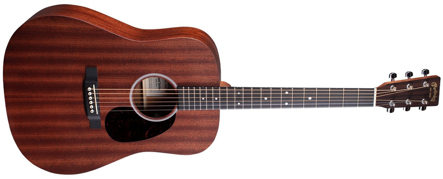 Martin D-10e Sapele Road Dreadnought Tout Sapele Ric +housse - Natural Satin - Guitarra acústica de viaje - Main picture