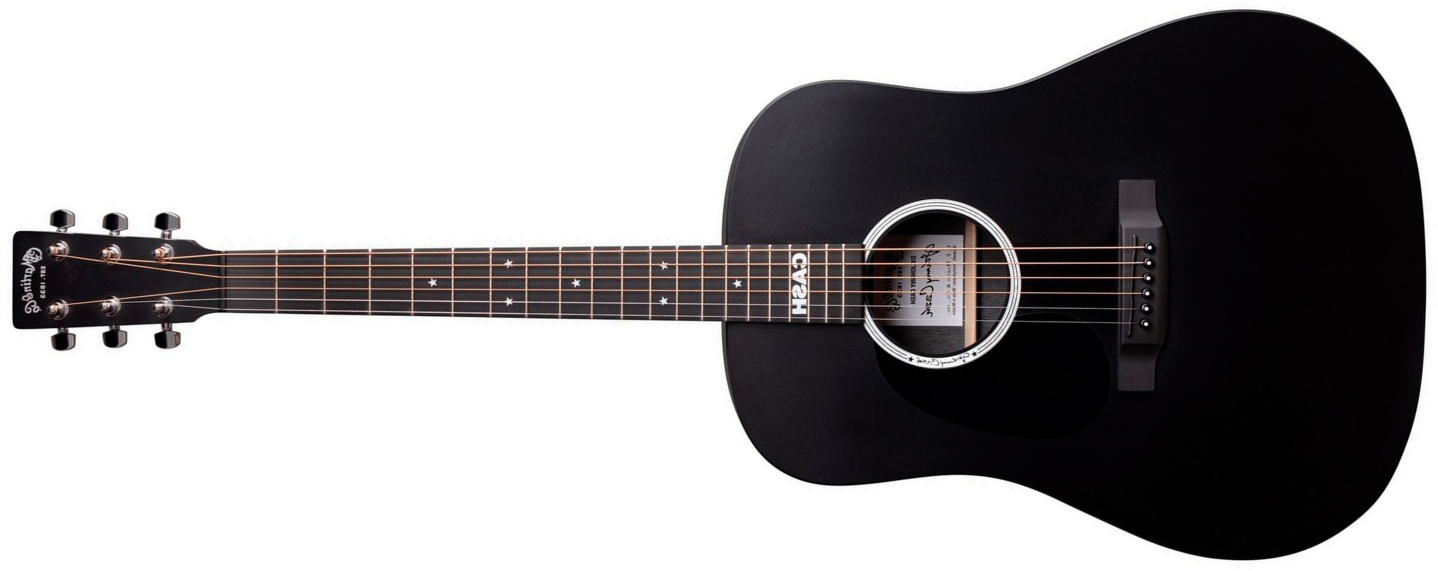 Martin Johnny Cash Dx Lh Gaucher Signature Dreadnought Hpl Ric - Black - Guitarra folk - Main picture