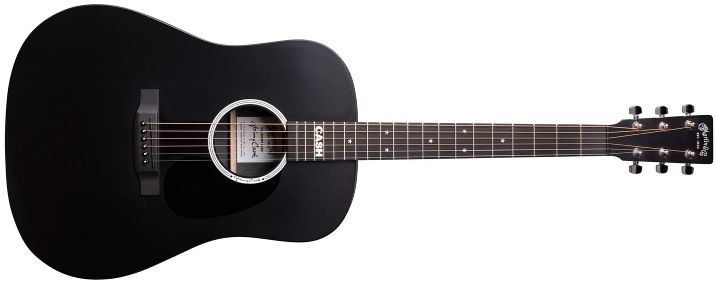 Martin Johnny Cash Dx Signature Dreadnought Hpl Ric - Black - Guitarra electro acustica - Main picture