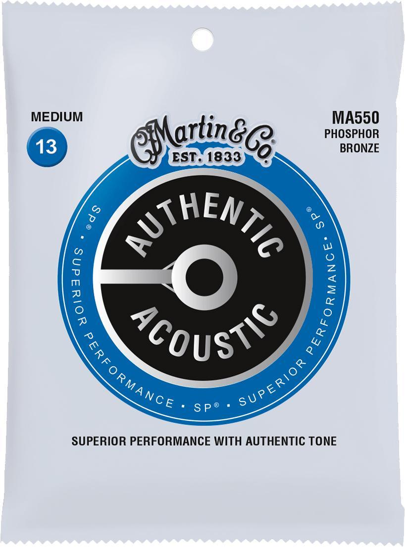 Cuerdas guitarra acústica Martin MA550 Acoustic Guitar 6-String Set Authentic SP 92/8 Phosphor Bronze 13-56 - Juego de cuerdas