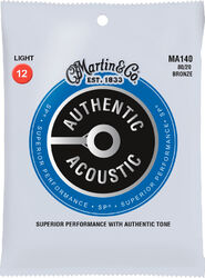Cuerdas guitarra acústica Martin MA140 Acoustic Guitar 6-String Set Authentic SP 80/20 Bronze 12-54 - Juego de cuerdas