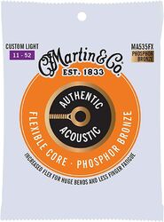 Cuerdas guitarra acústica Martin MA535FX Acoustic Guitar 6-String Set Authentic Flexible Core Phosphor Bronze 11-52 - Juego de cuerdas
