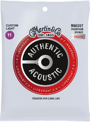 Cuerdas guitarra acústica Martin MA535T Acoustic Guitar 6-String Set Authentic Lifespan 2.0 Phosphor Bronze 11-52 - Juego de cuerdas