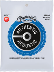Cuerdas guitarra acústica Martin MA540 Acoustic Guitar 6-String Set Authentic SP 92/8 Phosphor Bronze 12-54 - Juego de cuerdas