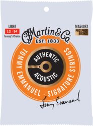 Cuerdas guitarra acústica Martin MA540FX Acoustic Guitar 6-String Set Authentic Flexible Core Phosphor Bronze 12-54 - Juego de cuerdas