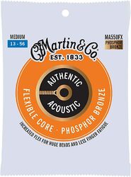Cuerdas guitarra acústica Martin MA550FX Acoustic Guitar 6-String Set Authentic Flexible Core Phosphor Bronze 13-56 - Juego de cuerdas