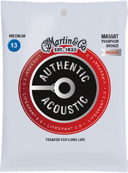 Cuerdas guitarra acústica Martin MA550T Acoustic Guitar 6-String Set Authentic Lifespan 2.0 92/8 Phosphor Bronze 13-56 - Juego de cuerdas