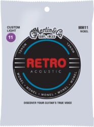 Cuerdas guitarra acústica Martin MM11 Acoustic Guitar 6-String Set Retro Monel 11-52 - Juego de cuerdas