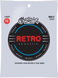 Cuerdas guitarra acústica Martin MM12 Acoustic Guitar 6-String Set Retro Monel 12-54 - Juego de cuerdas