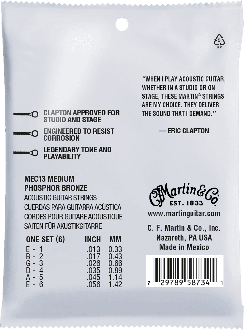 Martin Mec13 Eric Clapton 92/8 Phosphor Bronze Acoustic Guitar 6c 13-56 - Cuerdas guitarra acústica - Variation 1