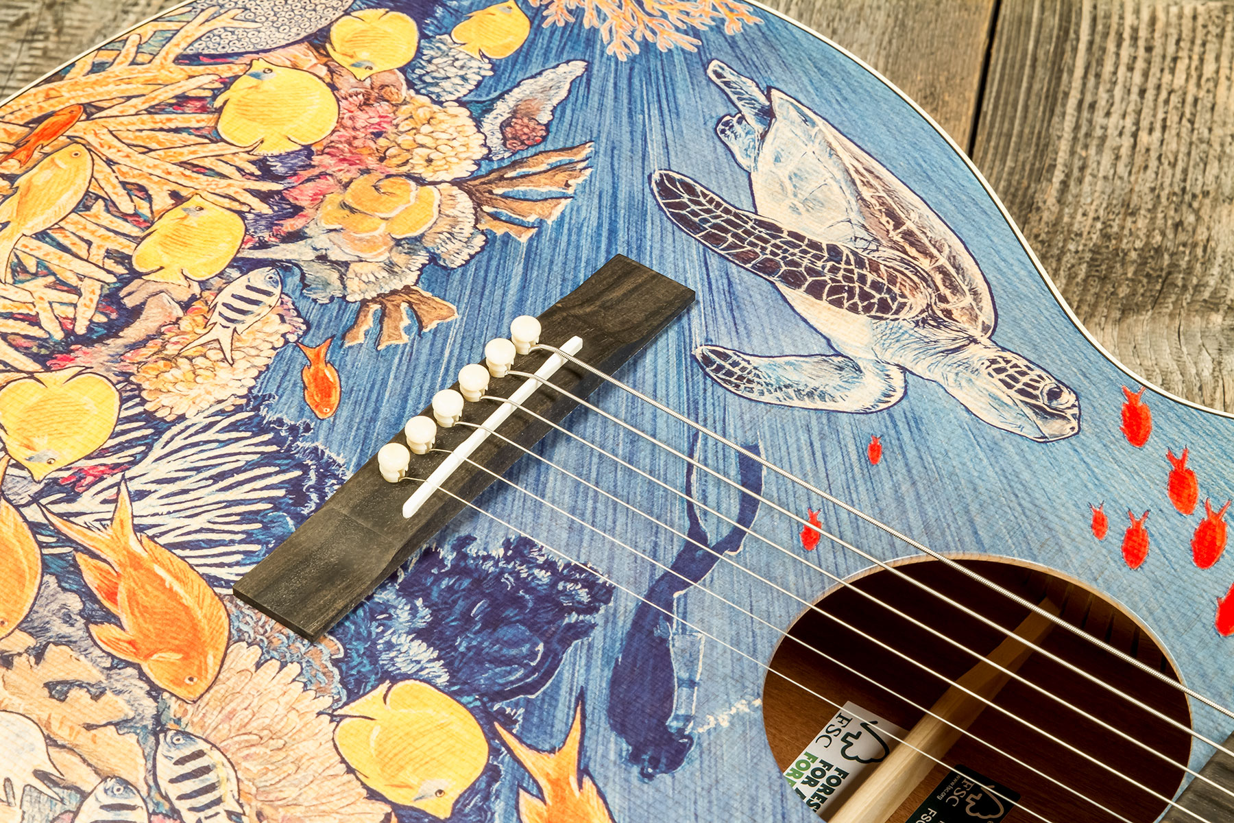 Martin Om Biosphere Orchestra Epicea Sapele Eb #2860969 - Robert Goetzl Ocean Artwork Satin - Guitarra folk - Variation 6