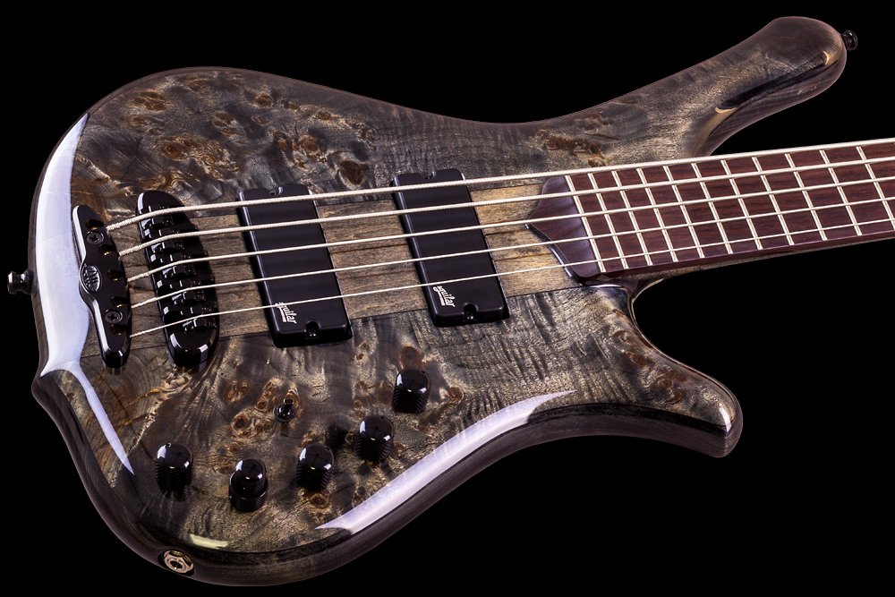 Mayones Guitars Comodous 5 Ash Eye Poplar Aguilar Pf - Liquid Black - Bajo eléctrico de cuerpo sólido - Variation 2