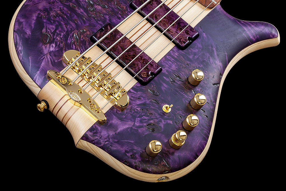 Mayones Guitars Comodous Inspiration Mohini Dey 5c Active Pf - Dirty Purple Raw - Bajo eléctrico de cuerpo sólido - Variation 3